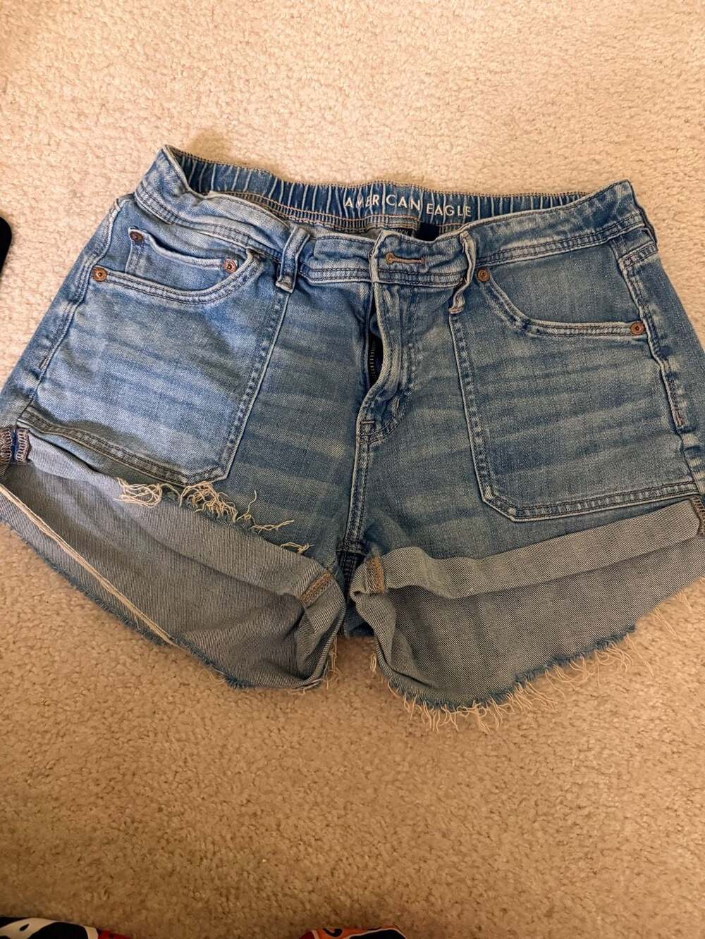American Eagle Denim Cutoff Shorts Blue Distressed